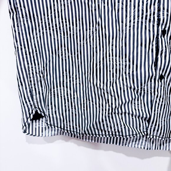 ORVIETO Black White Striped Floral Button Down Shirt | 2XL - Picture 6 of 7